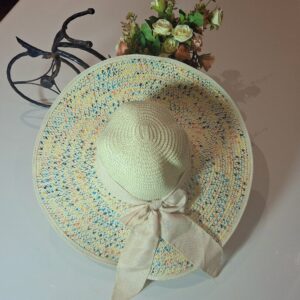Decorated Wide Summer Hat - Beige