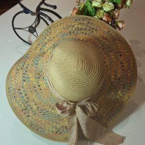 Decorated Wide Summer Hat - Khaki