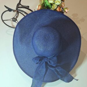 Plain Wide Summer Hat - Navy Blue