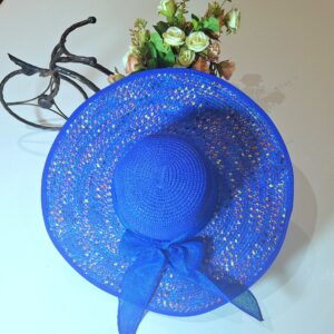 Decorated Wide Summer Hat - Starry Blue