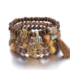 Bead Charm Bracelet - Caramel Tie