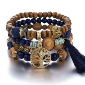 Bead Charm Bracelet - Dark Blue Tie