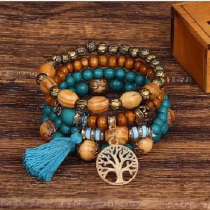 Bead Charm Bracelet - Malachite Green Tie