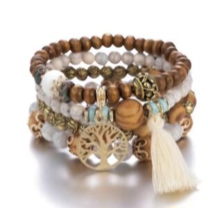 Bead Charm Bracelet - White Tie