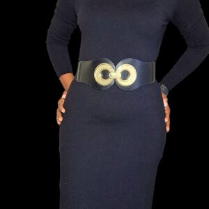 Black Dress Belt Round Circle Buckle