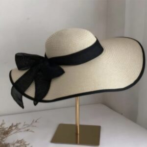 Black Edge Ribbon Occasion Hat - Cream