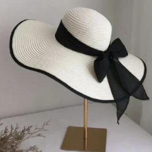 Black Edge Ribbon Occasion Hat - White
