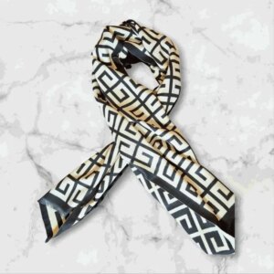 Cashmere Black & Cream Pattern Scarf