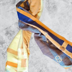 Cashmere Blue and Orange Scarf