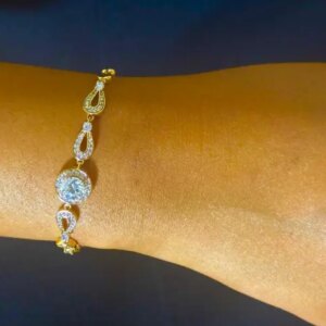 Gold Bracelet White Stone