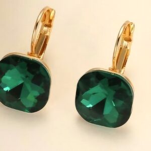Square Green Crystal Earings