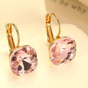 Square Pink Crystal Earings