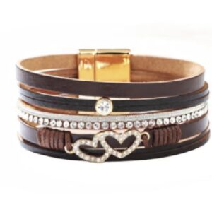 Vintage Big 2 love Bracelet - Brown