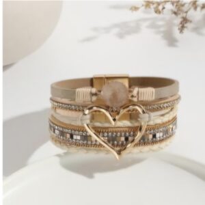 Vintage Big Love Leather Bracelet - Khaki