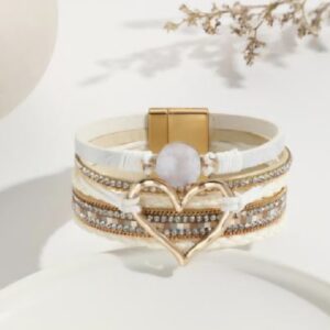 Vintage Big Love Leather Bracelet - White