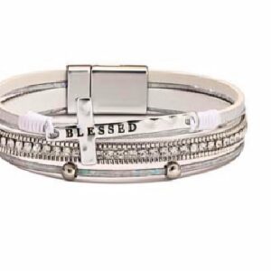 Vintage Thin Leather Blessed Bracelet - White