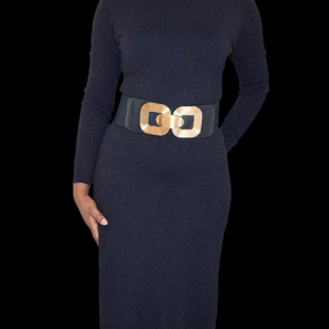 Black Square Buckle Dress Belt