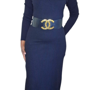 Wide Black Chanel Dress Belt